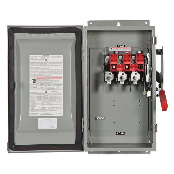 Interruptor de seguridad Siemens sin fusibles, servicio pesado, 600V CA, 3PST, 60 A, NEMA 3R - HNF362SCH