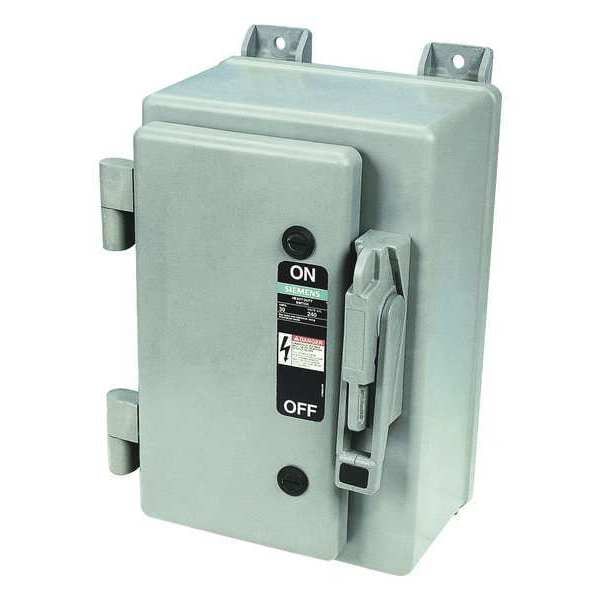Interruptor de seguridad de fusibles Siemens, servicio pesado, 600V AC, 3PST, 30 A, NEMA 4X - HF361NX