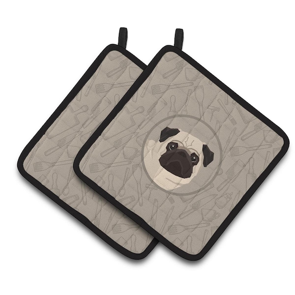 Carolines Treasures Pug In the Kitchen Pair of Pot Holders - CK2204PTHD
