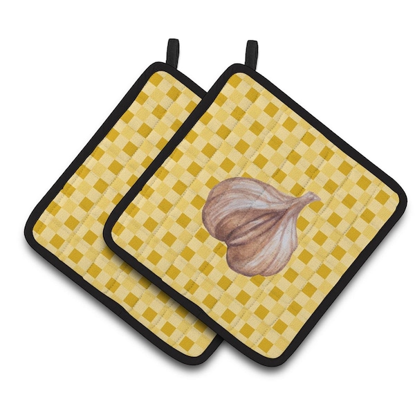 Carolines Treasures Garlic on Basketweave Pair of Pot Holders - BB7202PTHD