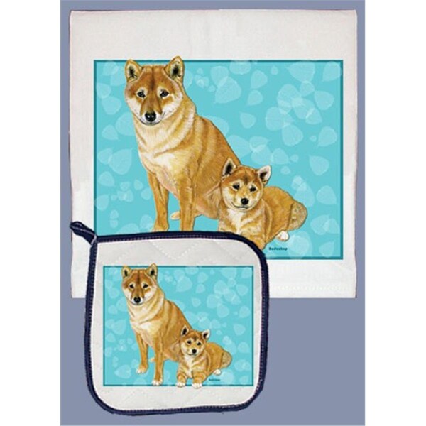 Bakebetter Shiba-Inu Dish Towel And Pot Holder Set - BA2633876