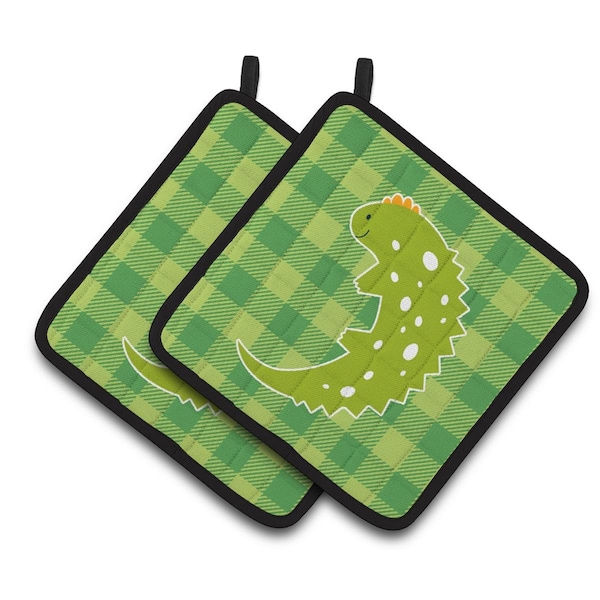 Carolines Treasures Lizard on Plaid Pair of Pot Holders - BB6748PTHD