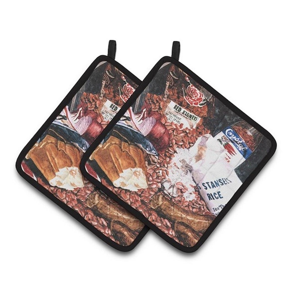 Carolines Treasures Red Beans and Rice Pair of Pot Holders, 7.5 x 3 x 7.5 in. - 8536PTHD