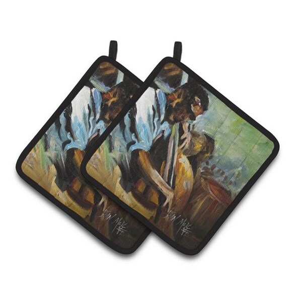 Carolines Treasures Jazz Bass Pair of Pot Holders, 7.5 x 3 x 7.5 in. - JMK1278PTHD