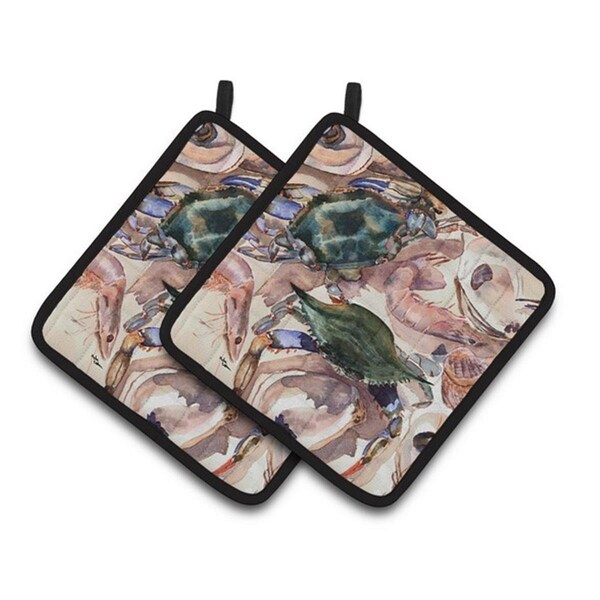 Carolines Treasures Crab Pair of Pot Holders, 7.5 x 3 x 7.5 in. - 8618PTHD