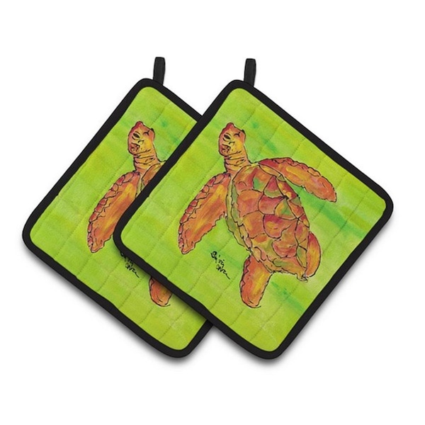 Carolines Treasures Turtle Pair of Pot Holders, 7.5 x 3 x 7.5 in. - 8376PTHD