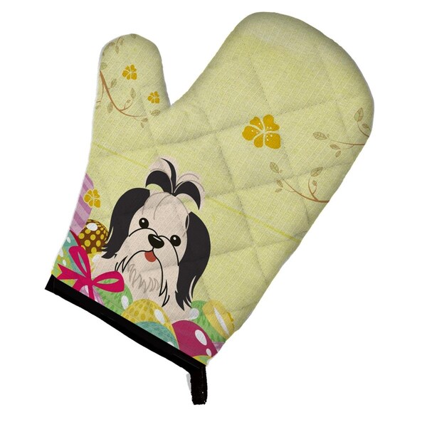 Carolines Treasures Easter Eggs Shih Tzu Black & White Oven Mitt - BB6088OVMT