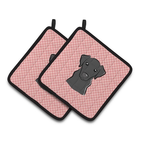 Carolines Treasures Checkerboard Pink Black Labrador Pair of Pot Holders, 7.5 x 3 x 7.5 in. - BB1235PTHD