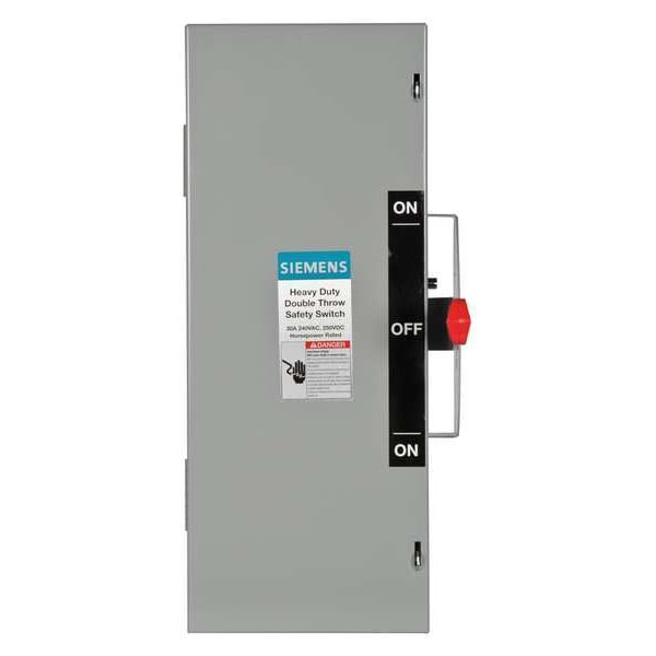 Interruptor de seguridad no fusible Siemens, servicio pesado, 240V CA, 2PDT, 30 A, NEMA 1 - DTNF221