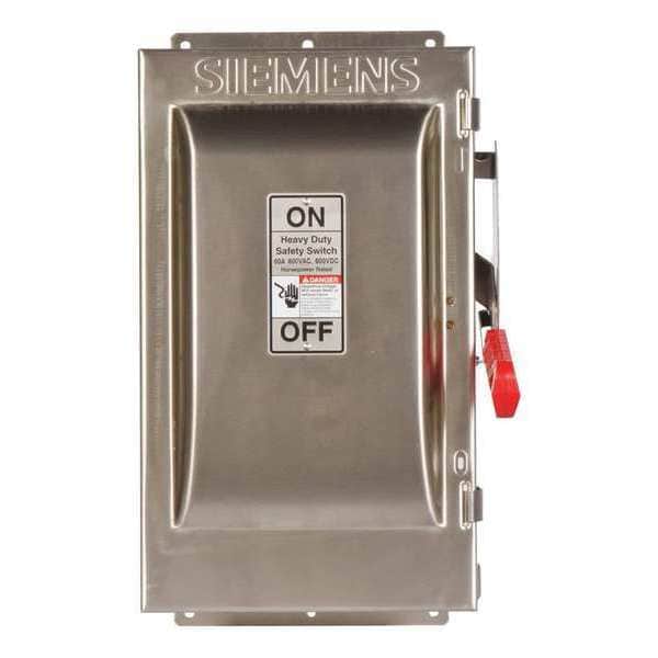 Interruptor de seguridad no fusible Siemens, servicio pesado, 600V AC, 2PST, 60 A, NEMA 3R - HNF262S