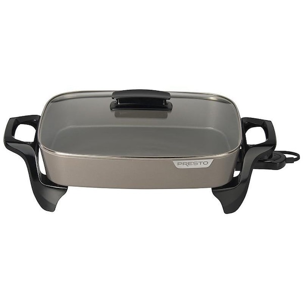 National Presto 06852 Electric Skillet with Cover, 15-3/4 in W Cooking Surface, 11-3/4 in D Cooking Surface, 1500 W - 06856