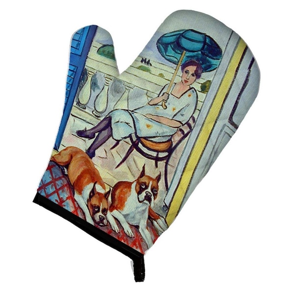 Carolines Treasures Lady with Her Boxer Oven Mitt - 7068OVMT