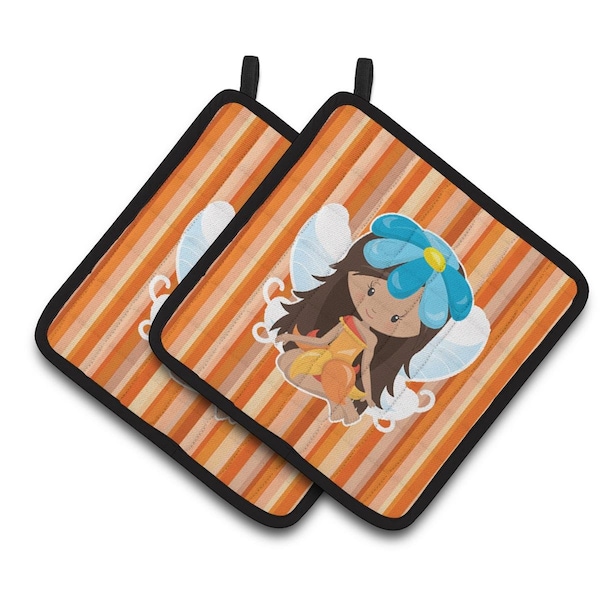 Carolines Treasures Fairy Orange Stripes Pair of Pot Holders - BB6913PTHD