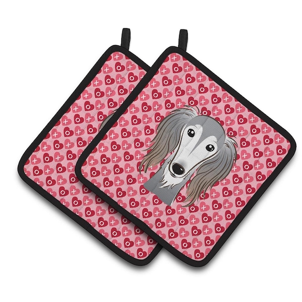 Carolines Treasures Saluki Hearts Pair of Pot Holders - BB5299PTHD