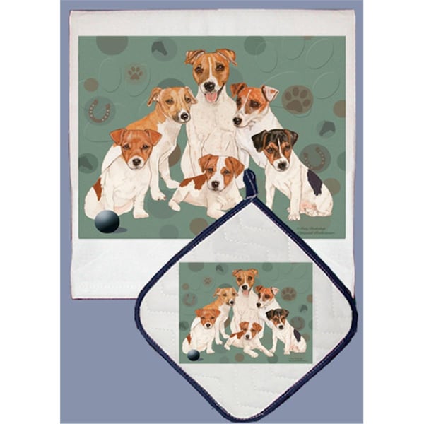 Bakebetter Dish Towel and Pot Holder Set - Jack Russell Terrier - BA2633774
