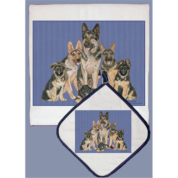 Bakebetter Dish Towel and Pot Holder Set - German Shepherd - BA2633780