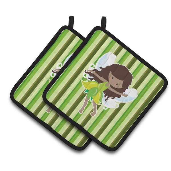 Carolines Treasures Fairy Green Stripes Pair of Pot Holders - BB6912PTHD