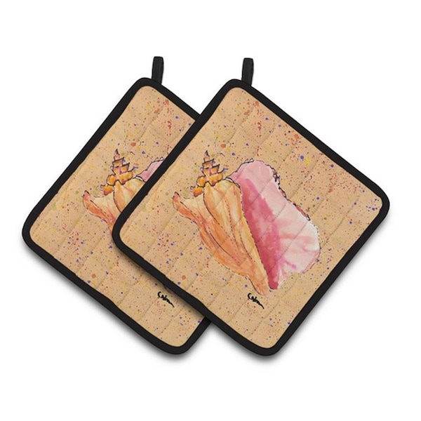Carolines Treasures Shells Pair of Pot Holders, 7.5 x 3 x 7.5 in. - 8522PTHD
