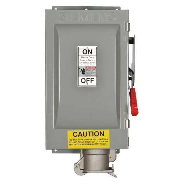 Interruptor de seguridad con fusible Siemens, servicio pesado, 600V AC, 3PST, 60 A, NEMA 3R - HF362JPN