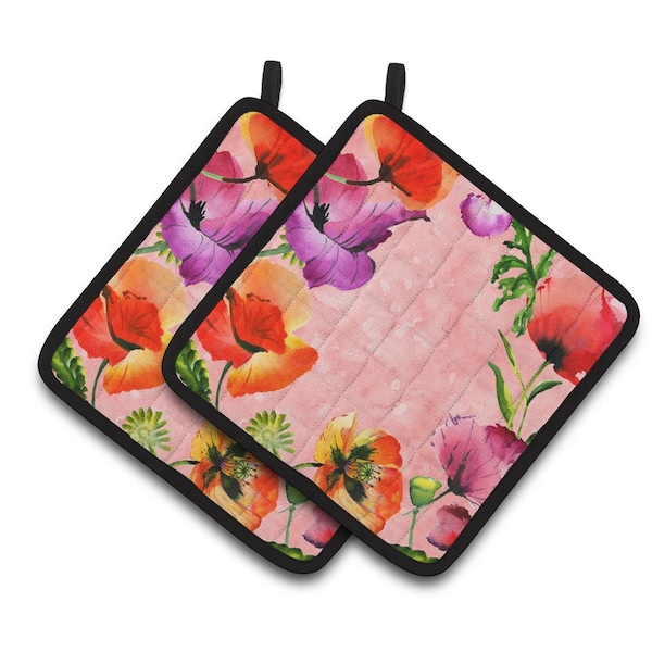 Carolines Treasures Poppy Flowers Pair of Pot Holders - CK1701PTHD