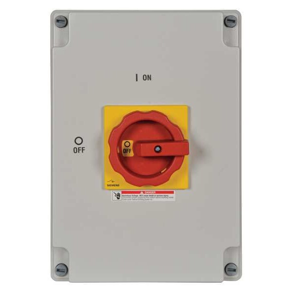 Interruptor de seguridad no fusible Siemens, servicio pesado, 600V AC, 3PST, 100 A, NEMA 1, 12K, 4X - 3LD27660TB530US2