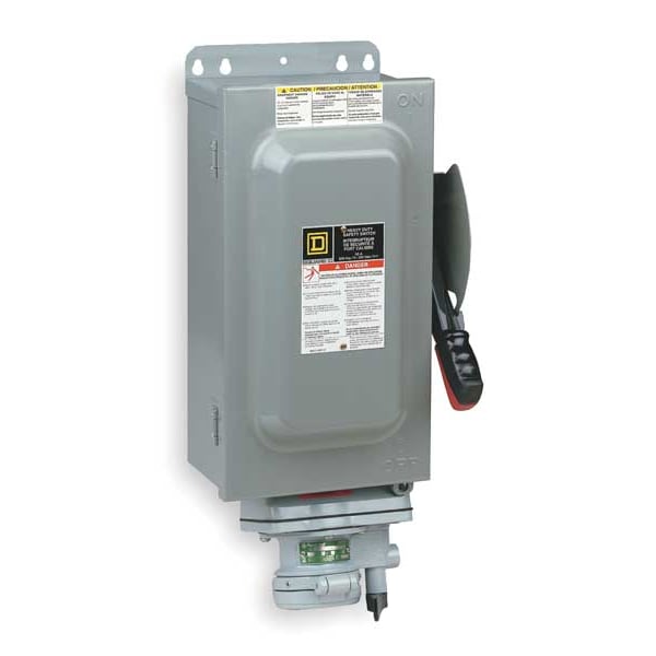 Interruptor de seguridad Square D sin fusible, trabajo pesado, 600V CA, 3PST, 60 A, NEMA 12, 3R - HU362AWA