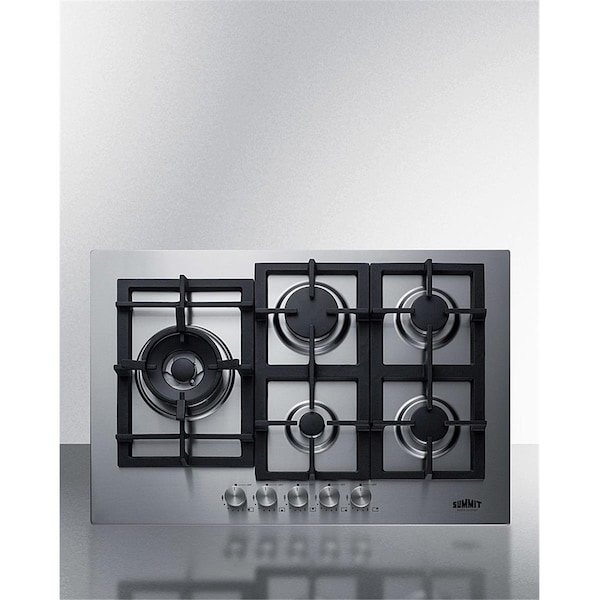 Summit Appliance 30 in. Stainless Steel Wide 5 Burner Gas Cooktop, Stainless Steel - SU460101