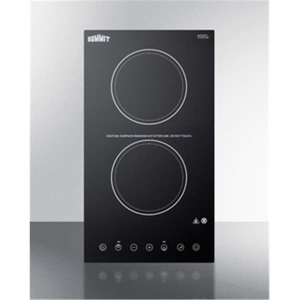 Summit 115V 2 Burner Black Ceramic Glass Cooktop with Digital Controls - CR2B15T1B