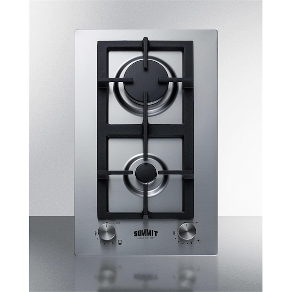Summit Appliance 12 in. Stainless Steel Wide 2 Burner Gas Cooktop, Stainless Steel - SU460100