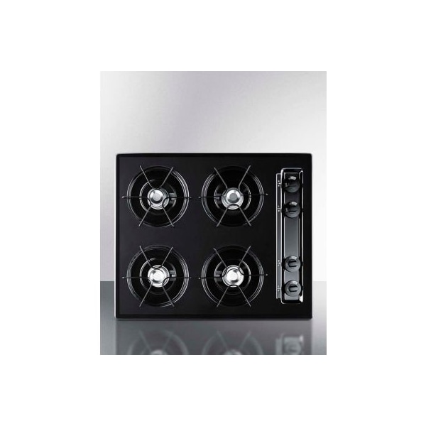 Summit Appliance Div. Summit-Cooktop, Electric, 4 Burners, Battery Start, Black, 20" x 24" x 3-3/4" - TNL03P