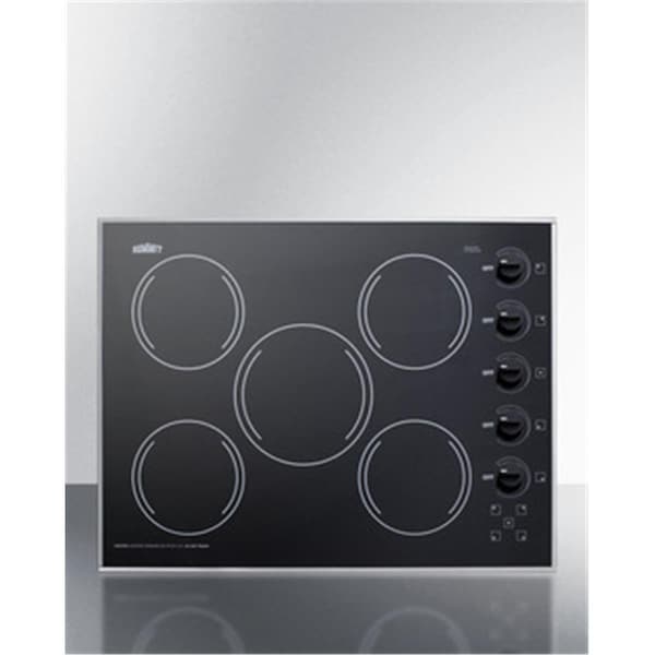 Summit 27 in. Wide 5 Burner Electric Cooktop, Smooth Black Ceramic Glass Finish - SU460087