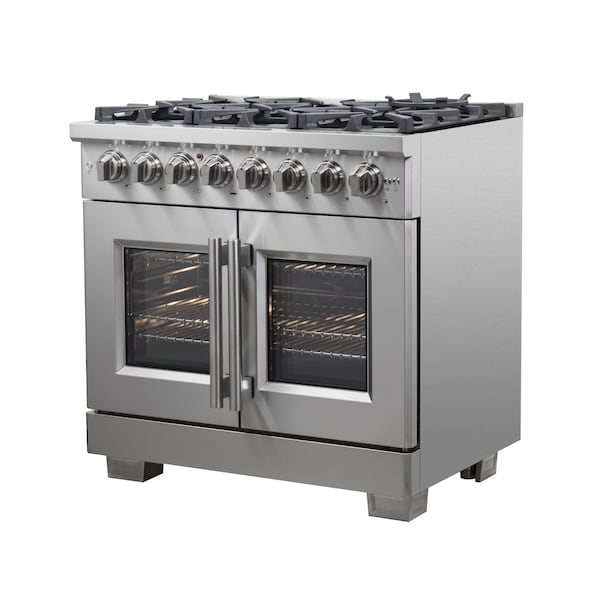 Forno Capriasca 36In. Freestanding French Door Dual Fuel Range - FFSGS6387-36