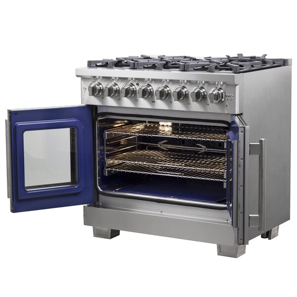 Forno Capriasca 36In. Freestanding French Door Dual Fuel Range - FFSGS6387-36