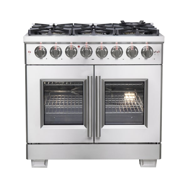 Forno Capriasca 36In. Freestanding French Door Dual Fuel Range - FFSGS6387-36