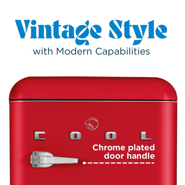 Commercial Cool 4.0 Cu. Ft. Refrigerator With Freezer, Vintage Style Refrigerator, Red - CCRR4LR