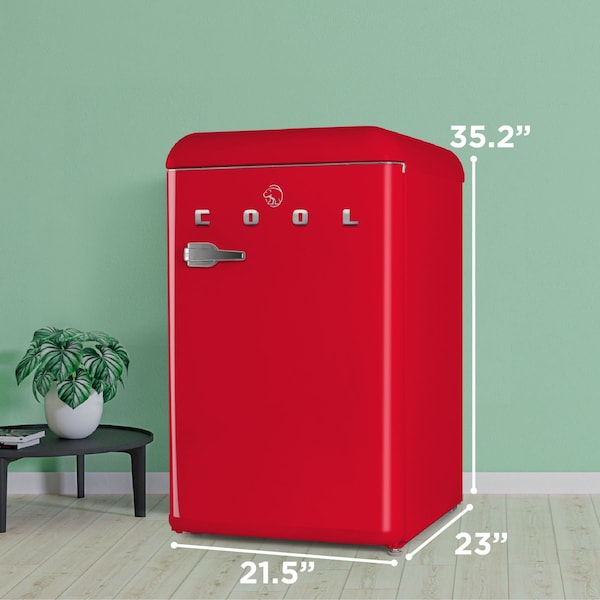 Commercial Cool 4.0 Cu. Ft. Refrigerator With Freezer, Vintage Style Refrigerator, Red - CCRR4LR