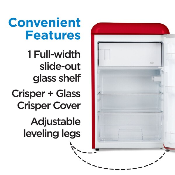 Commercial Cool 4.0 Cu. Ft. Refrigerator With Freezer, Vintage Style Refrigerator, Red - CCRR4LR