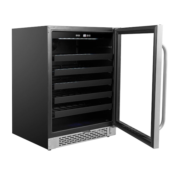 Whynter 24 inch Built-In 46 Bottle Undercounter Stainless Steel Wine Refrigerator - BWR-408SB