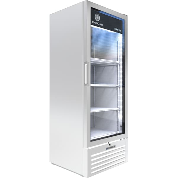 Beverage-Air Refrigerated Glass Door Merchandiser, White, LED Lighting, 8.77 cu. ft. - MT12-1W