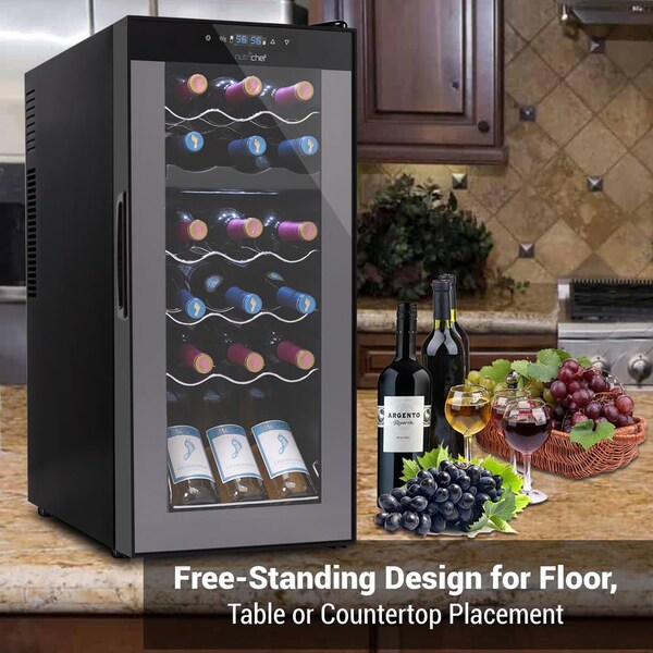 Nutrichef 18Bottles Compressor Wine Cooler Dual-Zo, PKCWCDS188 - PKCWCDS188
