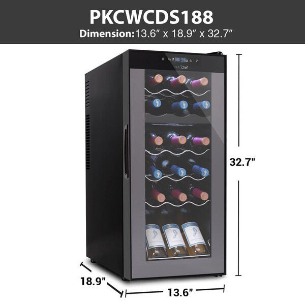 Nutrichef 18Bottles Compressor Wine Cooler Dual-Zo, PKCWCDS188 - PKCWCDS188