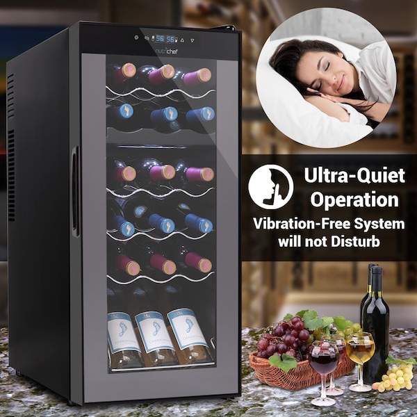 Nutrichef 18Bottles Compressor Wine Cooler Dual-Zo, PKCWCDS188 - PKCWCDS188