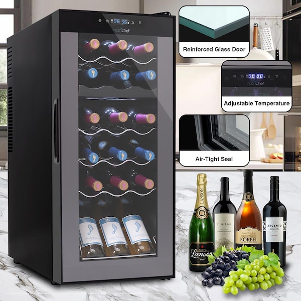 Nutrichef 18Bottles Compressor Wine Cooler Dual-Zo, PKCWCDS188 - PKCWCDS188