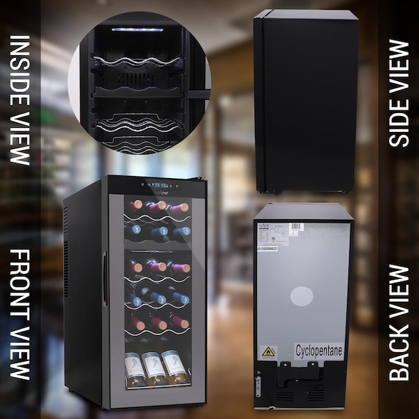 Nutrichef 18Bottles Compressor Wine Cooler Dual-Zo, PKCWCDS188 - PKCWCDS188