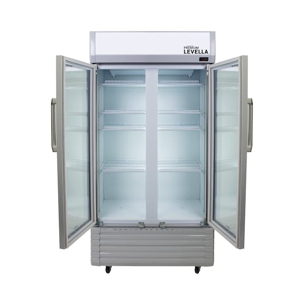 Premium Levella Premium Levella 29 cu. Ft Commercial Display Refrigerator Two Glass Door Merchandiser in Silver - PRN290DX