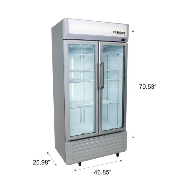 Premium Levella Premium Levella 29 cu. Ft Commercial Display Refrigerator Two Glass Door Merchandiser in Silver - PRN290DX