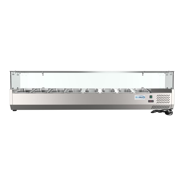 Koolmore 71" Refrigerated Countertop Condiment Prep Rail Sandwich Prep Station with Sneeze Guard - SCDC-8P-SG