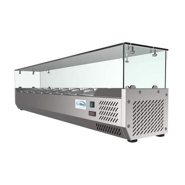 Koolmore 71" Refrigerated Countertop Condiment Prep Rail Sandwich Prep Station with Sneeze Guard - SCDC-8P-SG