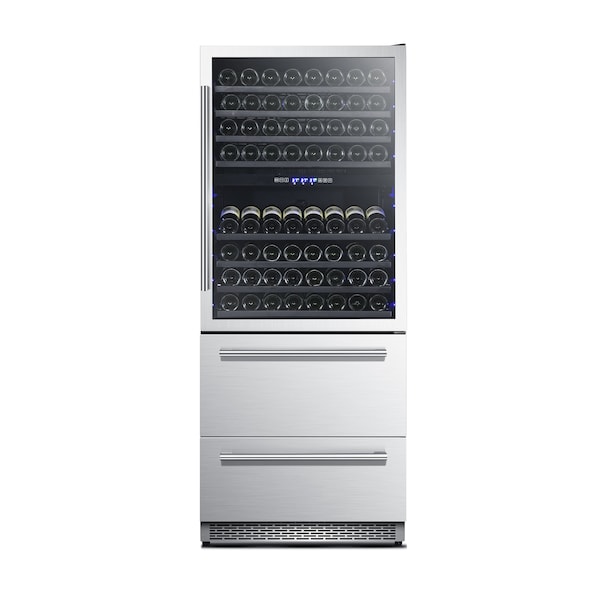 Forno Capraia Triple Temp Zones - Dual Zone Wine Cooler w/Drawers - FWCDR6661-30