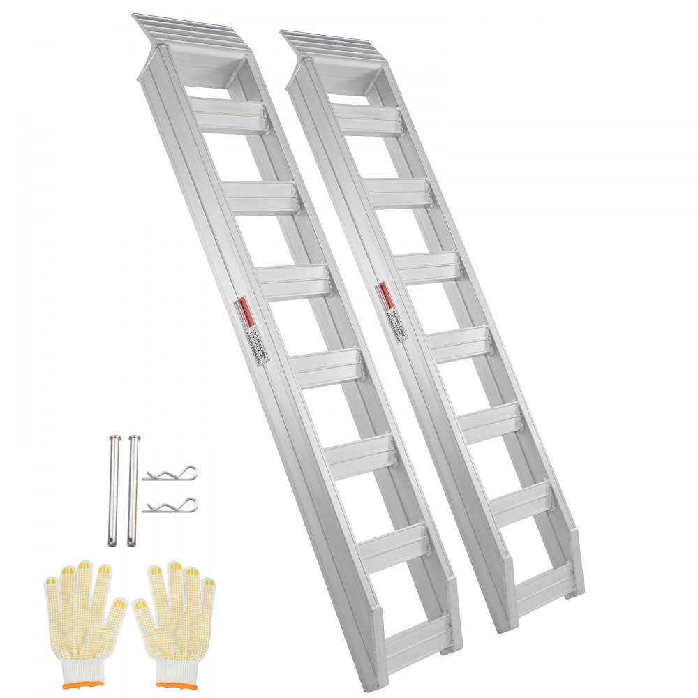 VEVOR Aluminum Ramps, 8810 lbs, Heavy-duty Ramps with Top Hook Attaching End, Universal Loading Ramp for Motorcycle, Tractor, ATV/UTV, Trucks, Lawn Mower, 72"L x 15"W, 2Pcs - ZZZ8810721542GMVIV0